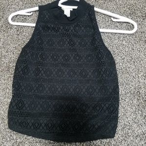 Black aztec eyelit crop top